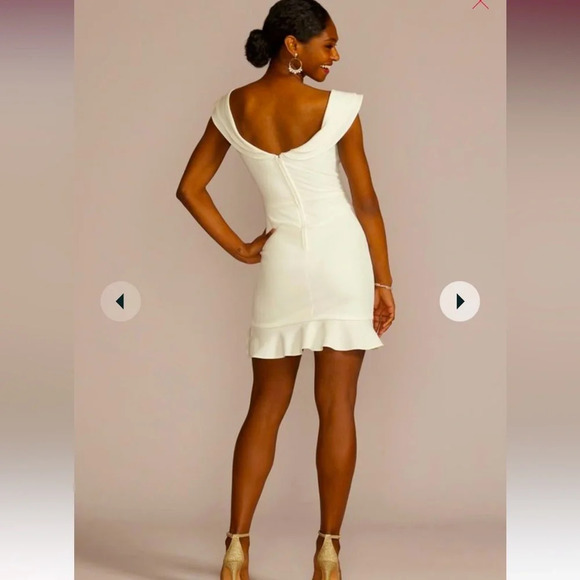 City Triangles White Short Ruffled Stretch Crepe Dress Size 5 - Picture 9 of 12